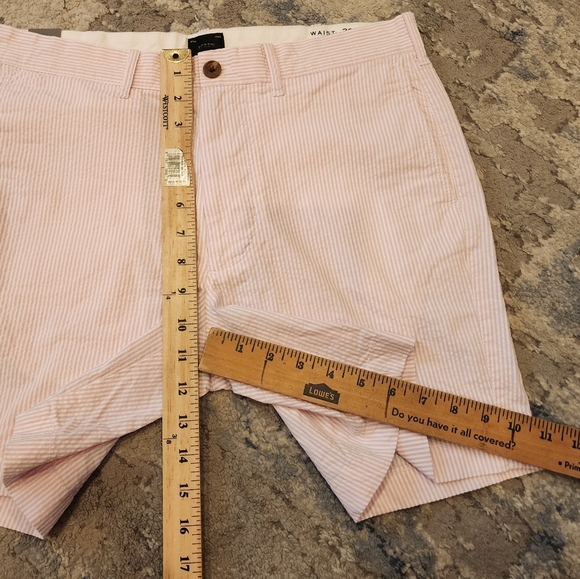 NWT J. Crew Pink White Stripe 7" stretch Seersucker Shorts Men's Size 30 - Picture 5 of 16